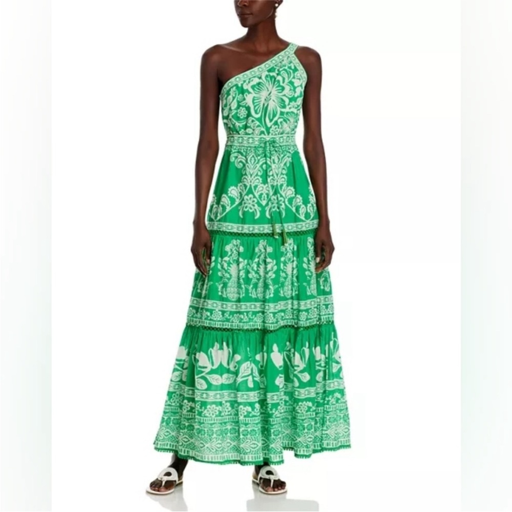 Farm Rio NWT One-Shoulder Green Floral Maxi Dress Size XSmall